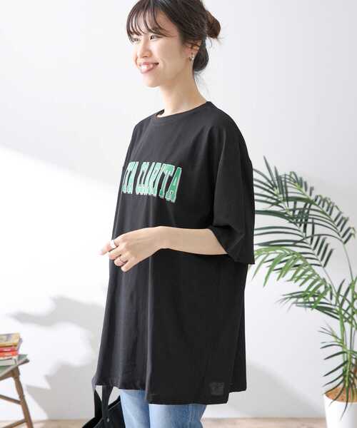 URBAN RESEARCH Sonny Label（アーバンリサーチサニーレーベル）の「ルーズロゴチュニックTシャツ（Tシャツ/カットソー・レディース・ホワイト/ブラック/チャコールグレー・FREE）」の4枚目の写真