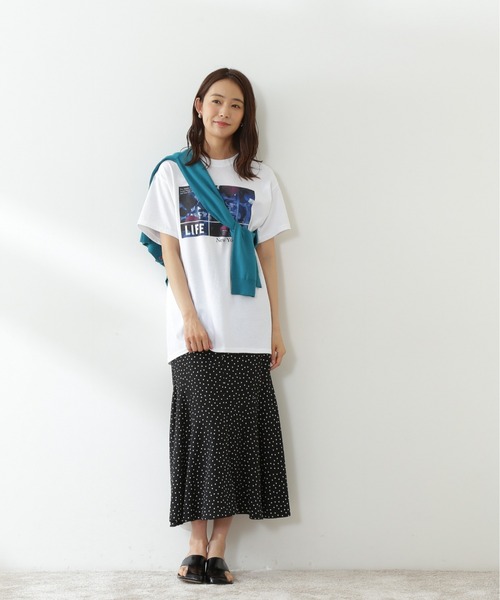 N.(N. Natural Beauty Basic)(エヌエヌナチュラルビューティーベーシック)の「プリントデザインペプラムスカート(スカート・レディース・ブラック系その他/ホワイト系その他/オフホワイト・MEDIUM)」の5枚目の写真
