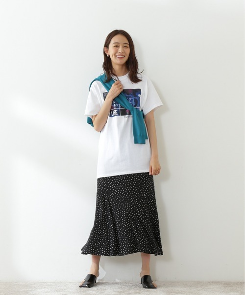 N.(N. Natural Beauty Basic)(エヌエヌナチュラルビューティーベーシック)の「プリントデザインペプラムスカート(スカート・レディース・ブラック系その他/ホワイト系その他/オフホワイト・MEDIUM)」の6枚目の写真