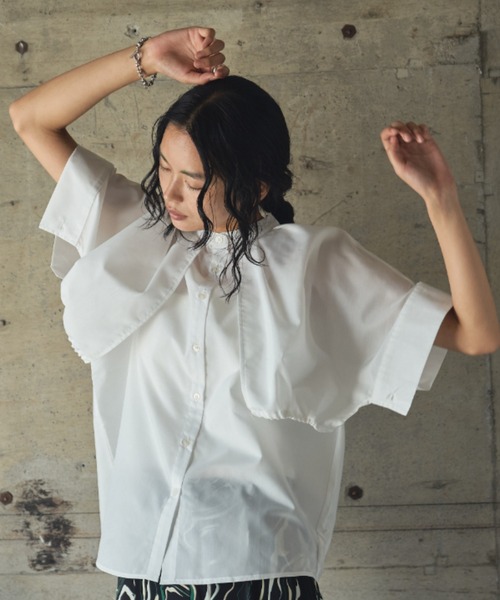 レディース ハーフスリーブブラウス URBAN RESEARCH ブラウス シャツ ハーフスリーブフリルカラーブラウス
