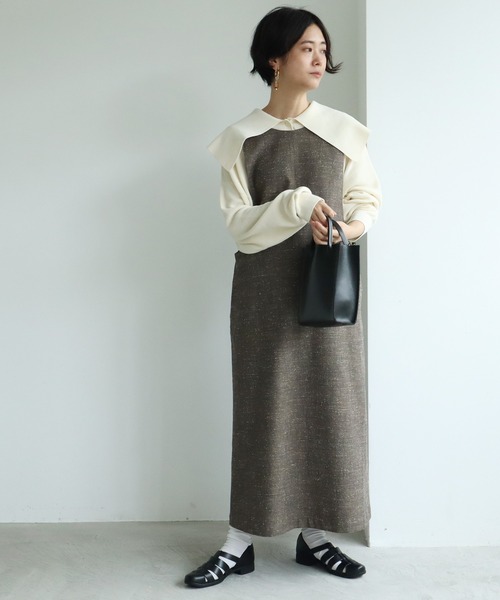 yuni（ユニ ）の「slab nep tweed jamper skirt（ジャンパースカート 