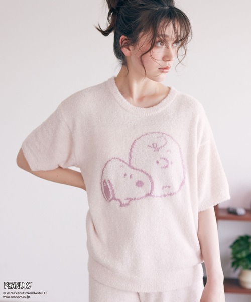 PEANUTS(ピーナッツ)の「【PEANUTS/ピーナッツ】もちふわsleepソフトエアニット半袖トップスルームウェア◆別注◆上下別売り(ルームウェア/パジャマ・レディース・ピンク/オフホワイト/チャコールグレー/ライトグリーン/グレー/アイボリー/ベビーピンク・LL/L/3L/M)」の6枚目の写真