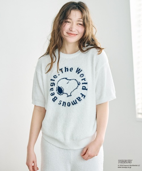 PEANUTS(ピーナッツ)の「【PEANUTS/ピーナッツ】もちふわsleepソフトエアニット半袖トップスルームウェア◆別注◆上下別売り(ルームウェア/パジャマ・レディース・ピンク/オフホワイト/チャコールグレー/ライトグリーン/グレー/アイボリー/ベビーピンク・LL/L/3L/M)」の19枚目の写真