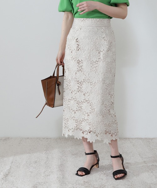 N.(N. Natural Beauty Basic)(エヌエヌナチュラルビューティーベーシック)の「◆ケミカルレースロングスカート(スカート・レディース・ベージュ/ネイビー/グレー/オフホワイト/ピンク/グリーン/パープル/ダークブラウン/イエロー系その他・MEDIUM)」の21枚目の写真