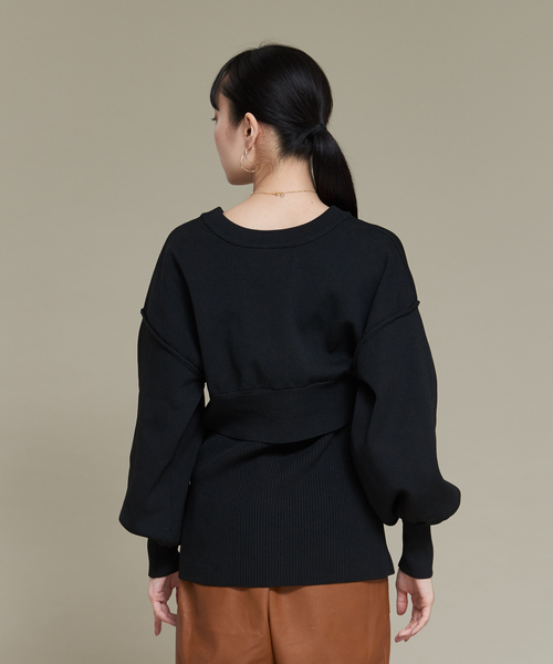 NOMINE（ノミネ）の「【前後着用可】2WAYセパレートレイヤード風プルオーバーカーディガン（カーディガン/ボレロ・レディース・ブラック/レッド/グリーン/グレイッシュベージュ・フリー）」の7枚目の写真