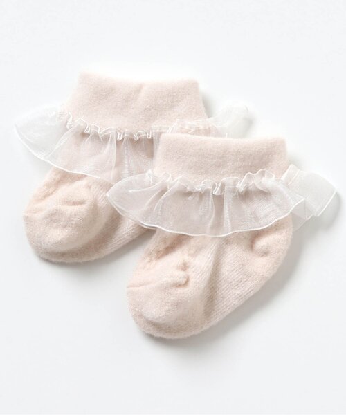 BREEZE（ブリーズ）の「フリルシャギーベビーソックス（ベビーシューズ/ベビーソックス・キッズ・アイボリー/ピンク/ミント・12/9）」の2枚目の写真