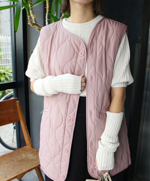 MLI'A（エムリア）の「キルティングベスト（ベスト・レディース・ブラック/カーキ/ピンク/アイボリー・M）」の4枚目の写真