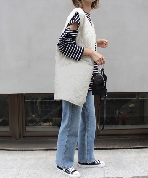 MLI'A（エムリア）の「キルティングベスト（ベスト・レディース・ブラック/カーキ/ピンク/アイボリー・M）」の7枚目の写真