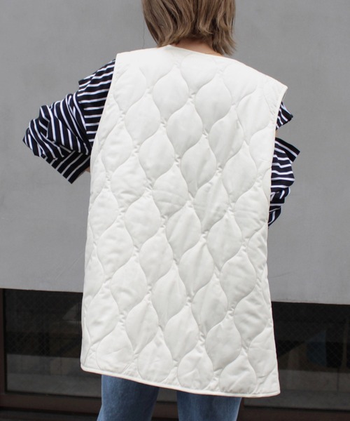 MLI'A（エムリア）の「キルティングベスト（ベスト・レディース・ブラック/カーキ/ピンク/アイボリー・M）」の9枚目の写真