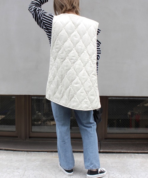 MLI'A（エムリア）の「キルティングベスト（ベスト・レディース・ブラック/カーキ/ピンク/アイボリー・M）」の10枚目の写真