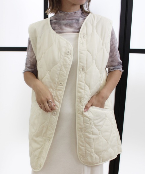 MLI'A（エムリア）の「キルティングベスト（ベスト・レディース・ブラック/カーキ/ピンク/アイボリー・M）」の11枚目の写真