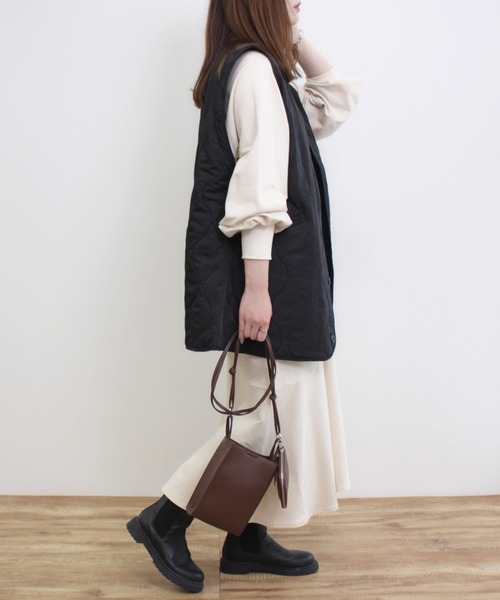 MLI'A（エムリア）の「キルティングベスト（ベスト・レディース・ブラック/カーキ/ピンク/アイボリー・M）」の18枚目の写真