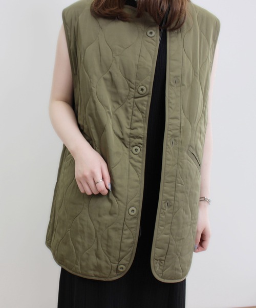 MLI'A（エムリア）の「キルティングベスト（ベスト・レディース・ブラック/カーキ/ピンク/アイボリー・M）」の21枚目の写真
