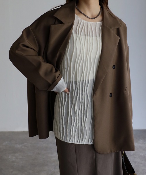 sakishimatokyo（サキシマトーキョー）の「オーバーサイズテーラードジャケット（テーラードジャケット・レディース・ブラック/ブラウン/アイボリー/グレー/ネイビー・FREE）」の16枚目の写真