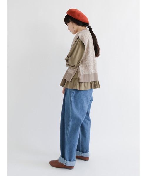 Samansa Mos2（サマンサ モスモス）の「レースモチーフ柄ジャカードベスト（ベスト・レディース・グリーン/グレー/ブラック/ベージュ・ﾌﾘ-）」の18枚目の写真