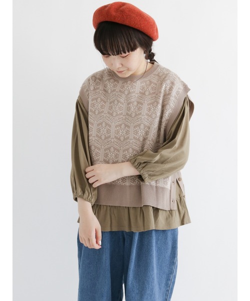 Samansa Mos2（サマンサ モスモス）の「レースモチーフ柄ジャカードベスト（ベスト・レディース・グリーン/グレー/ブラック/ベージュ・ﾌﾘ-）」の21枚目の写真