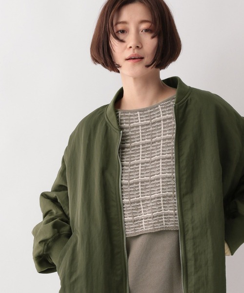 45R★アーミッシュツイードのワンピース★緑系2 A part by（アパートバイ）の「ツイードガラニット2Pワンピース 295946