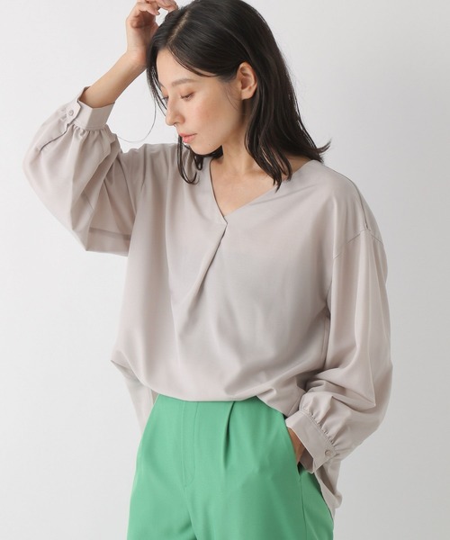 LEPSIM（レプシィム）の「さらキレ＊アソートブラウス　299526（シャツ/ブラウス・レディース・グリーン/オレンジ/ホワイト系その他/ネイビー/グレイッシュベージュ・LARGE/MEDIUM）」の3枚目の写真