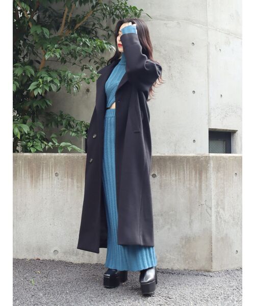 EVRIS（エヴリス）の「タイトクロップドニットトップス【セットアップ着用可能】（ニット/セーター・レディース・ブラック/ブルー/アイボリー・FREE）」の8枚目の写真