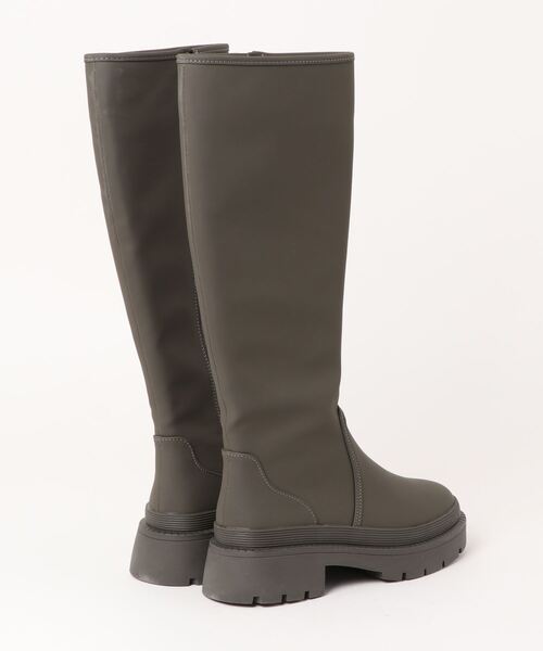 Fabby fabby(ファビィーファビィー)の「マットトラックソールファスナーレスロングブーツ(ブーツ・レディース・カーキ/ベージュ/ブラック・LARGE/MEDIUM/SMALL)」の4枚目の写真