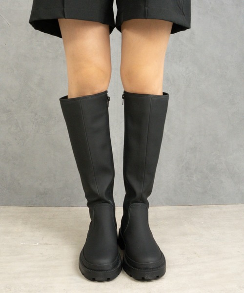 Fabby fabby(ファビィーファビィー)の「マットトラックソールファスナーレスロングブーツ(ブーツ・レディース・カーキ/ベージュ/ブラック・LARGE/MEDIUM/SMALL)」の10枚目の写真