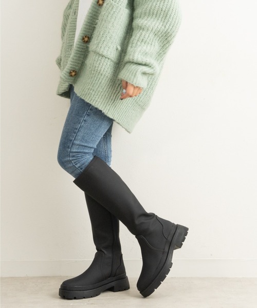 Fabby fabby(ファビィーファビィー)の「マットトラックソールファスナーレスロングブーツ(ブーツ・レディース・カーキ/ベージュ/ブラック・LARGE/MEDIUM/SMALL)」の12枚目の写真