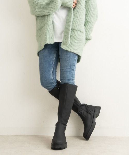 Fabby fabby(ファビィーファビィー)の「マットトラックソールファスナーレスロングブーツ(ブーツ・レディース・カーキ/ベージュ/ブラック・LARGE/MEDIUM/SMALL)」の14枚目の写真