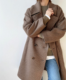 ハウンドトゥース double button コートを使った人気ファッション