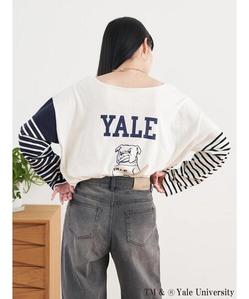 earth music&ecology(アースミュージックアンドエコロジー)の「別注 YALE クレイジー前後2WAYTシャツ(Tシャツ/カットソー・レディース・チャコールグレー/ネイビー/オフホワイト・FREE)」の6枚目の写真
