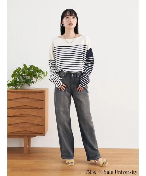 earth music&ecology(アースミュージックアンドエコロジー)の「別注 YALE クレイジー前後2WAYTシャツ(Tシャツ/カットソー・レディース・チャコールグレー/ネイビー/オフホワイト・FREE)」の7枚目の写真