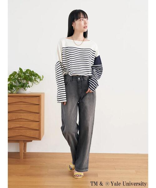 earth music&ecology(アースミュージックアンドエコロジー)の「別注 YALE クレイジー前後2WAYTシャツ(Tシャツ/カットソー・レディース・チャコールグレー/ネイビー/オフホワイト・FREE)」の8枚目の写真