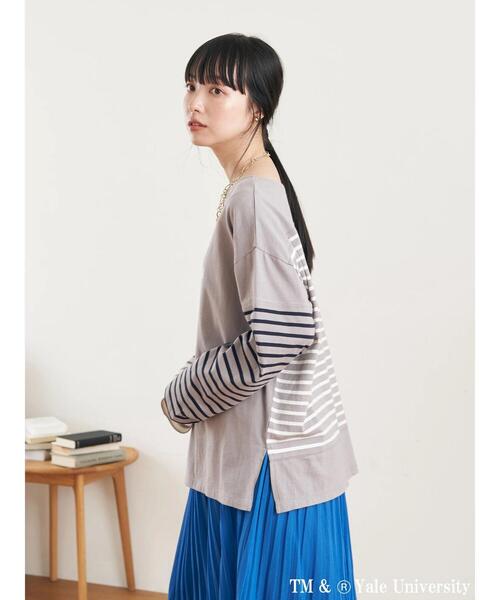 earth music&ecology(アースミュージックアンドエコロジー)の「別注 YALE クレイジー前後2WAYTシャツ(Tシャツ/カットソー・レディース・チャコールグレー/ネイビー/オフホワイト・FREE)」の17枚目の写真