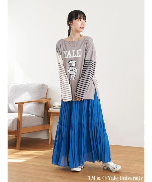 earth music&ecology(アースミュージックアンドエコロジー)の「別注 YALE クレイジー前後2WAYTシャツ(Tシャツ/カットソー・レディース・チャコールグレー/ネイビー/オフホワイト・FREE)」の19枚目の写真