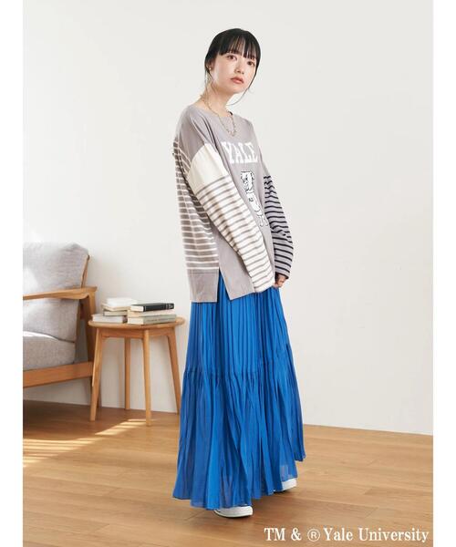 earth music&ecology(アースミュージックアンドエコロジー)の「別注 YALE クレイジー前後2WAYTシャツ(Tシャツ/カットソー・レディース・チャコールグレー/ネイビー/オフホワイト・FREE)」の20枚目の写真