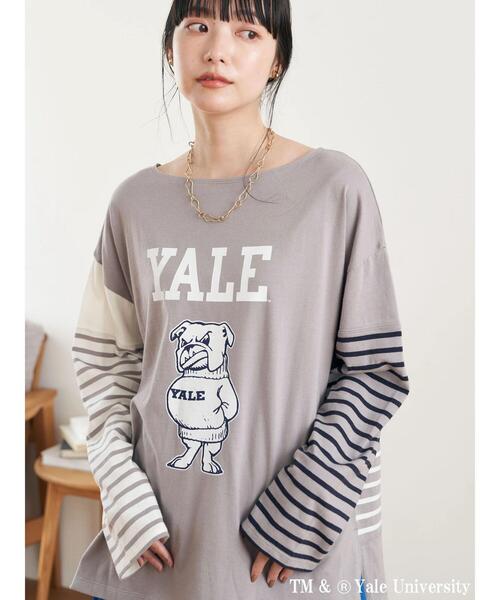 earth music&ecology(アースミュージックアンドエコロジー)の「別注 YALE クレイジー前後2WAYTシャツ(Tシャツ/カットソー・レディース・チャコールグレー/ネイビー/オフホワイト・FREE)」の2枚目の写真