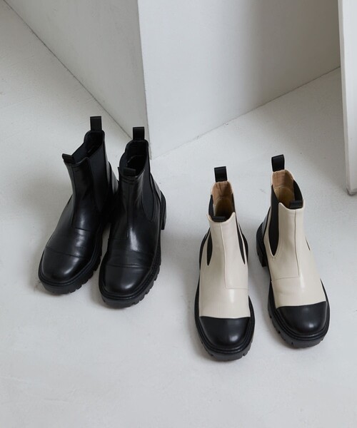 PUBLUX（パブリュクス）の「PUBLUX/パブリュクス トラックソールサイドゴアブーツ（ブーツ・レディース・ブラック/ナチュラル・23/24/25）」の16枚目の写真