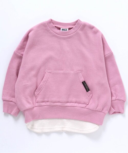 BREEZE（ブリーズ）の「レイヤード風トレーナー（スウェット・キッズ・イエロー/パープル/ブルー/サックスブルー/オレンジ/ブラック/ピンク/レインボー/グリーン・110/130/80/100/120/140/90）」の7枚目の写真