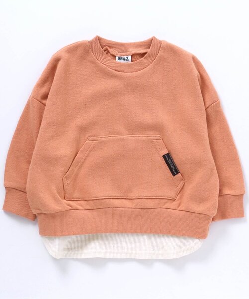 BREEZE（ブリーズ）の「レイヤード風トレーナー（スウェット・キッズ・イエロー/パープル/ブルー/サックスブルー/オレンジ/ブラック/ピンク/レインボー/グリーン・110/130/80/100/120/140/90）」の8枚目の写真