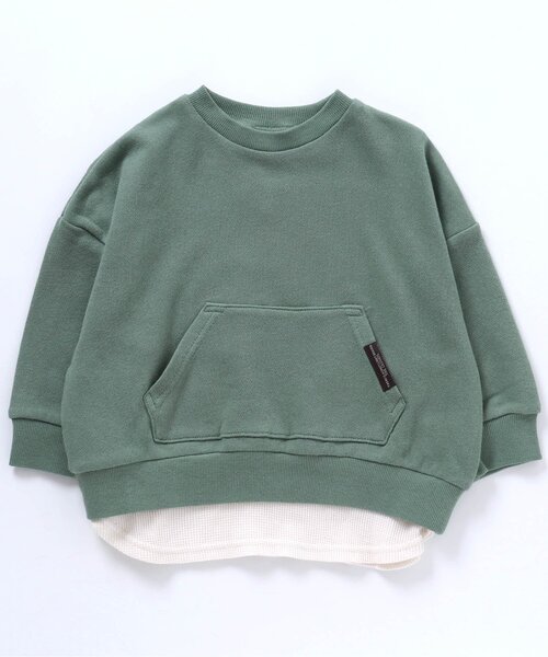 BREEZE（ブリーズ）の「レイヤード風トレーナー（スウェット・キッズ・イエロー/パープル/ブルー/サックスブルー/オレンジ/ブラック/ピンク/レインボー/グリーン・110/130/80/100/120/140/90）」の3枚目の写真