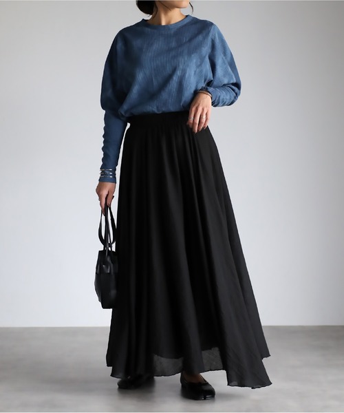 mi via loca（ミヴィアロカ）の「ワッフルタイダイ染クルーネックトップス（Tシャツ/カットソー・レディース・ネイビー/スミクロ・FREE）」の16枚目の写真