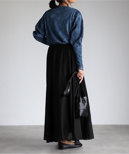 mi via loca（ミヴィアロカ）の「ワッフルタイダイ染クルーネックトップス（Tシャツ/カットソー・レディース・ネイビー/スミクロ・FREE）」の18枚目の写真