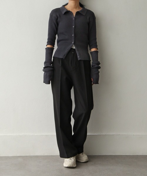 Chillfar（チルファー）の「襟付きアームウォーマーカーデ（カーディガン/ボレロ・レディース・チャコール/グリーン/グレイッシュベージュ/アイボリー・FREE）」の21枚目の写真