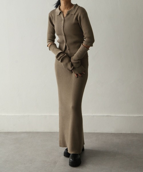 Chillfar（チルファー）の「襟付きアームウォーマーカーデ（カーディガン/ボレロ・レディース・チャコール/グリーン/グレイッシュベージュ/アイボリー・FREE）」の7枚目の写真