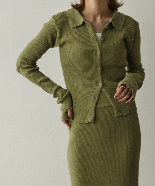 Chillfar（チルファー）の「襟付きアームウォーマーカーデ（カーディガン/ボレロ・レディース・チャコール/グリーン/グレイッシュベージュ/アイボリー・FREE）」の8枚目の写真