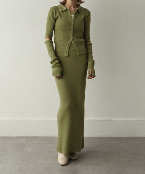 Chillfar（チルファー）の「襟付きアームウォーマーカーデ（カーディガン/ボレロ・レディース・チャコール/グリーン/グレイッシュベージュ/アイボリー・FREE）」の19枚目の写真