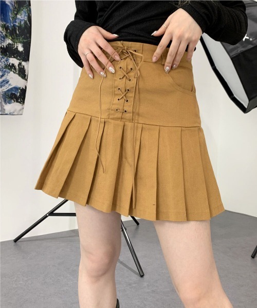 by muni:r(バイ ムニール)の「コルセットプリーツテニススカート(スカート・レディース・ブラウン/ブラック/アイボリー・SMALL/MEDIUM)」の10枚目の写真