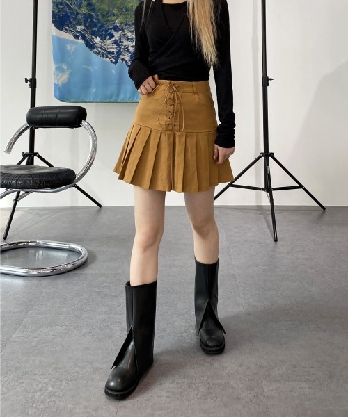 by muni:r(バイ ムニール)の「コルセットプリーツテニススカート(スカート・レディース・ブラウン/ブラック/アイボリー・SMALL/MEDIUM)」の13枚目の写真