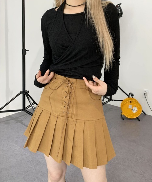 by muni:r(バイ ムニール)の「コルセットプリーツテニススカート(スカート・レディース・ブラウン/ブラック/アイボリー・SMALL/MEDIUM)」の14枚目の写真