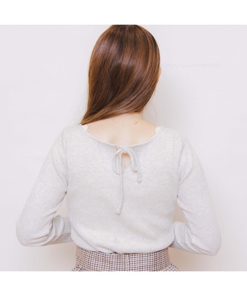 flower(フラワー)の「グリッターリボンロングスリーブ(ニット/セーター・レディース・グレー/シルバー・FREE)」の18枚目の写真