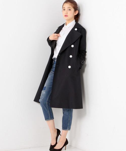 UNITED ARROWS(ユナイテッドアローズ)の「<THE RERACS(ザ リラクス)>ホワイトボタン ミドル トレンチコート◆(トレンチコート・レディース・ネイビー・38/36)」の4枚目の写真